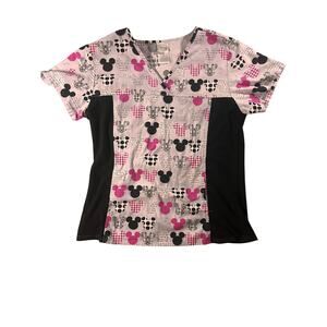 Disney Mickey Mouse Scrubs Set Scrub Top & Jacket Uniform- Small pink black